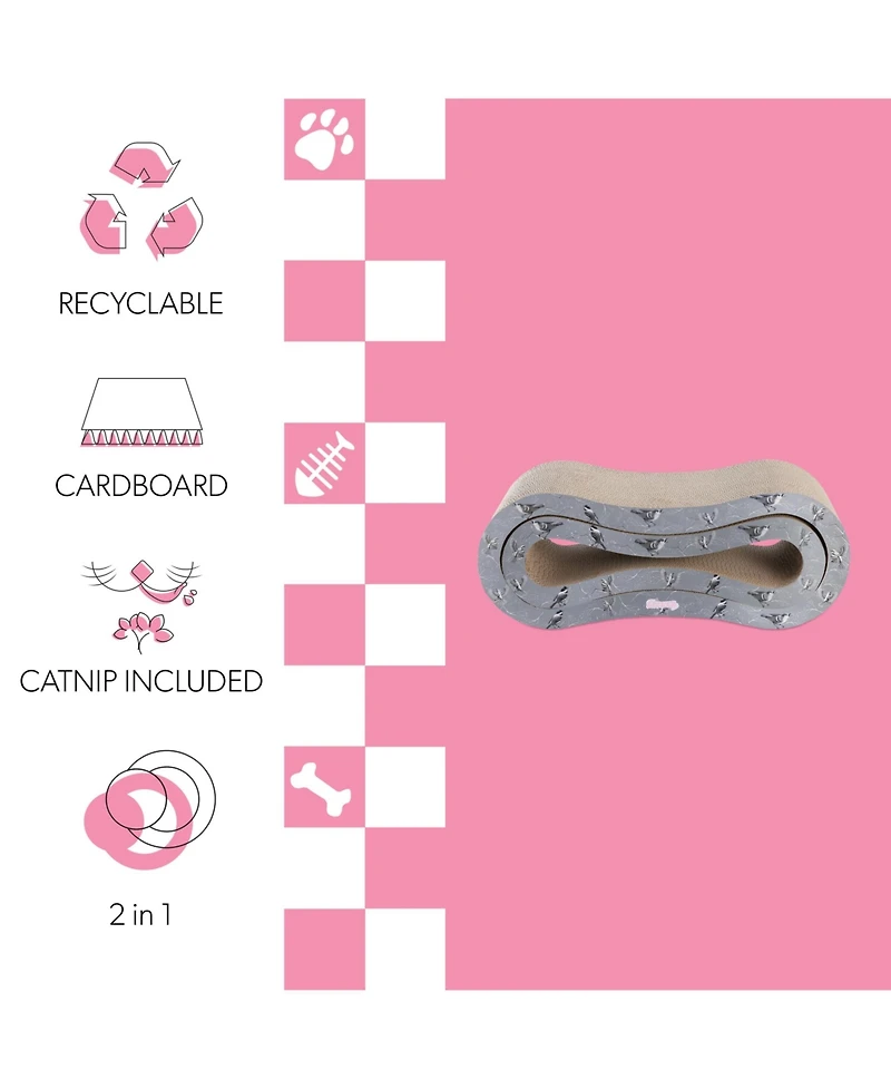 The Licker Store Suvi 26" Modern Cardboard Infinity 2-in-1 Lounge Bed Cat Scratcher with Catnip