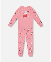 Deux par Toddler Girls Cotton Two-Piece Pajamas Pink Cat Print - Toddler|Child