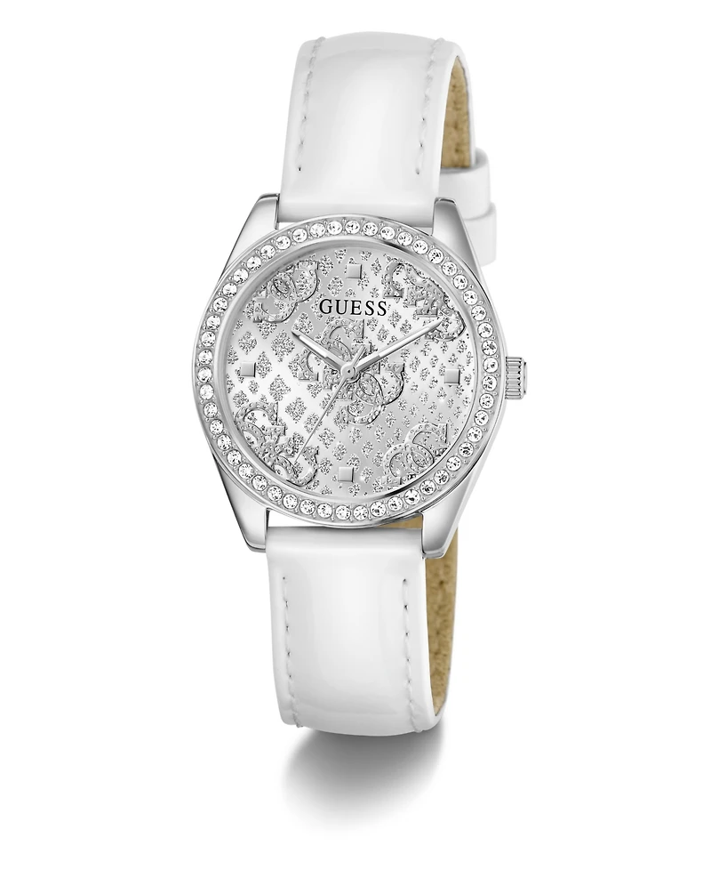 Guess Women's White Silver Tone Analog Watch, 32mm