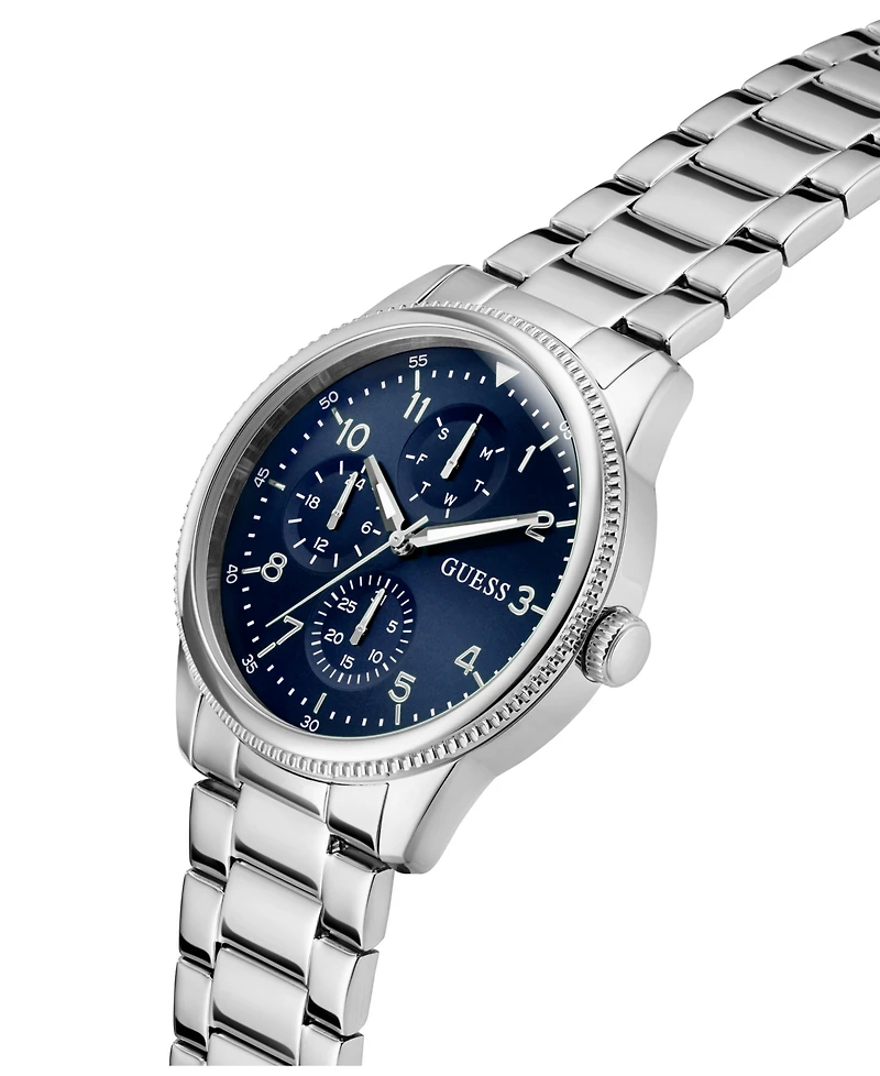 Guess Men's Silver Tone Multi-function Watch, 44mm