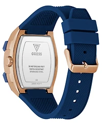 Guess Men's Blue Rose Gold Tone Multi-function Watch, 44mm