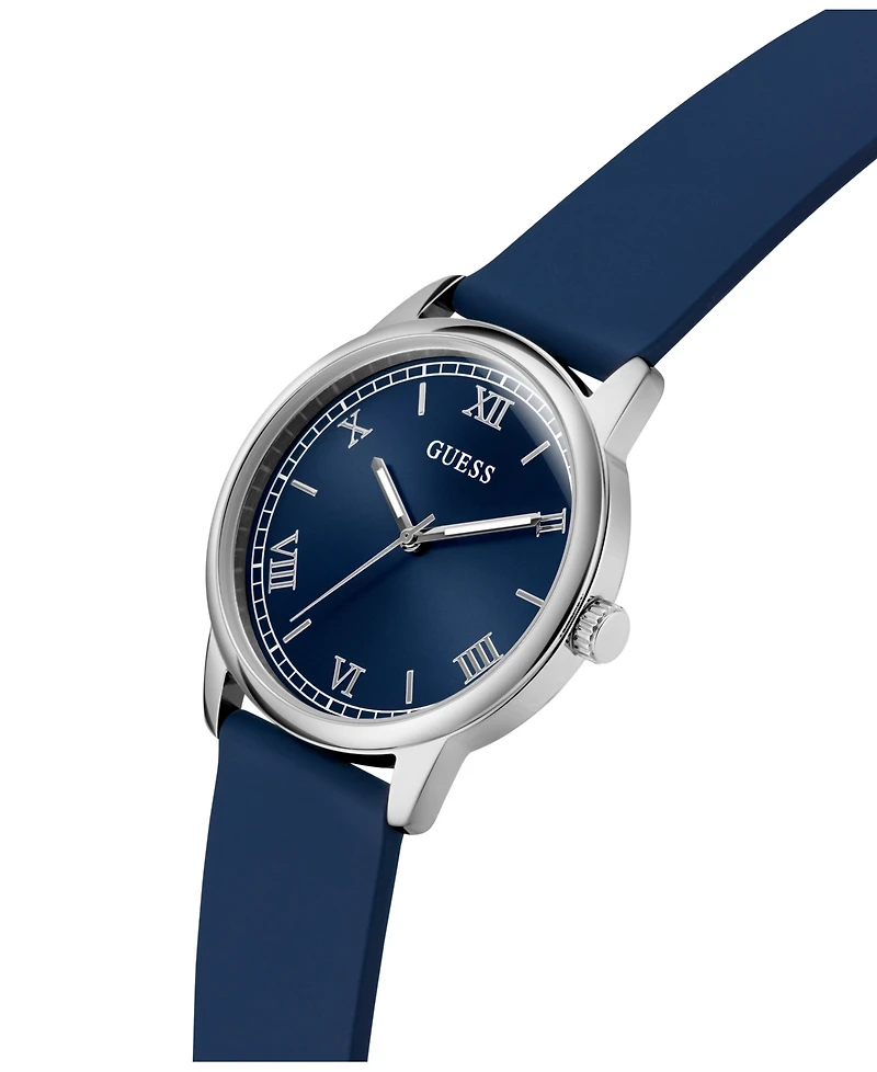 Guess Men's Blue Silver Tone Analog Watch, 40mm