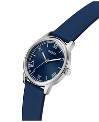 Guess Men's Blue Silver Tone Analog Watch, 40mm