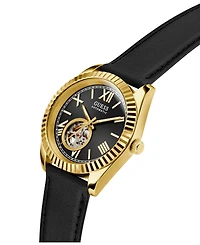 Guess Men's Black Gold Tone Automatic Watch, 42mm