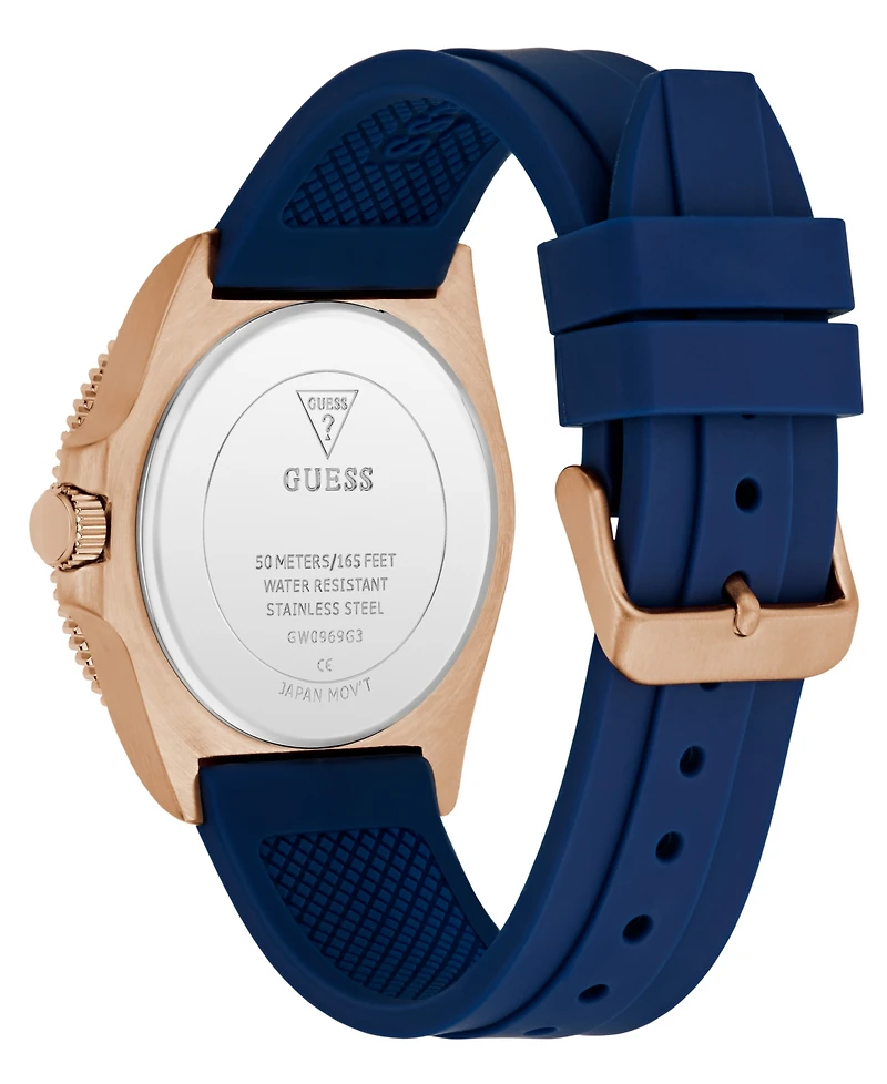 Guess Men's Blue Rose Gold Tone Analog Watch, 41mm