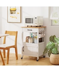 Gymax Rolling Kitchen Island Kitchen Cart w/ Rubber Wood Top Drawer