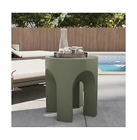 LeisureMod Crus Collection Fiberglass Outdoor Side Table in Grey