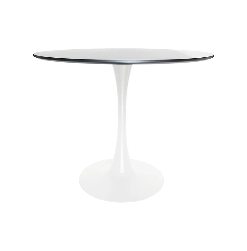 LeisureMod 5-Piece Dining Set with 35" Round Dining Table in White Iron