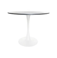 LeisureMod 5-Piece Dining Set with 35" Round Dining Table in White Iron