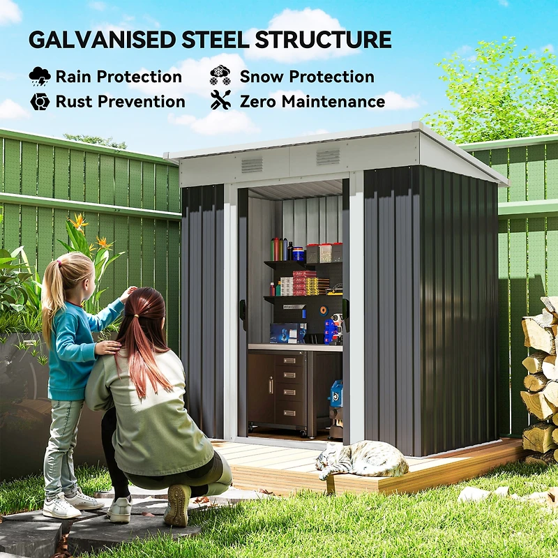 Outsunny 5.7' x 3.6' Metal Storage Shed, 2 Air Vents,