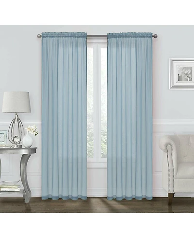 Kate Aurora Coastal Pastel Colored Light & Airy Sheer Voile Window Curtains - 52 in. W x 84 L, Baby Blue