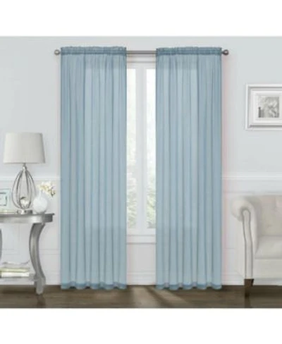 Kate Aurora Coastal Pastel Colored Light Airy Sheer Voile Window Curtains 52 In. W X 84 In. L Baby Blue