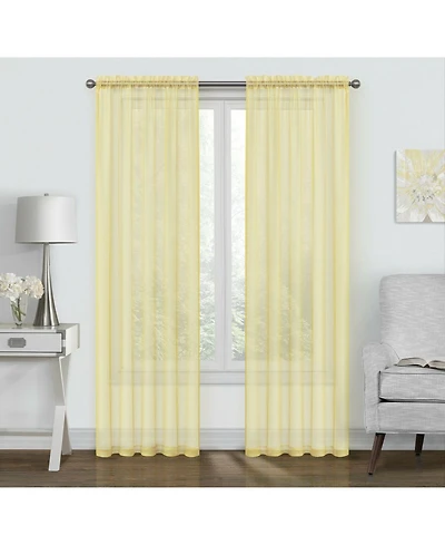Kate Aurora Coastal Pastel Colored Light & Airy Sheer Voile Window Curtains - 52 in. W x 84 L, Baby Blue