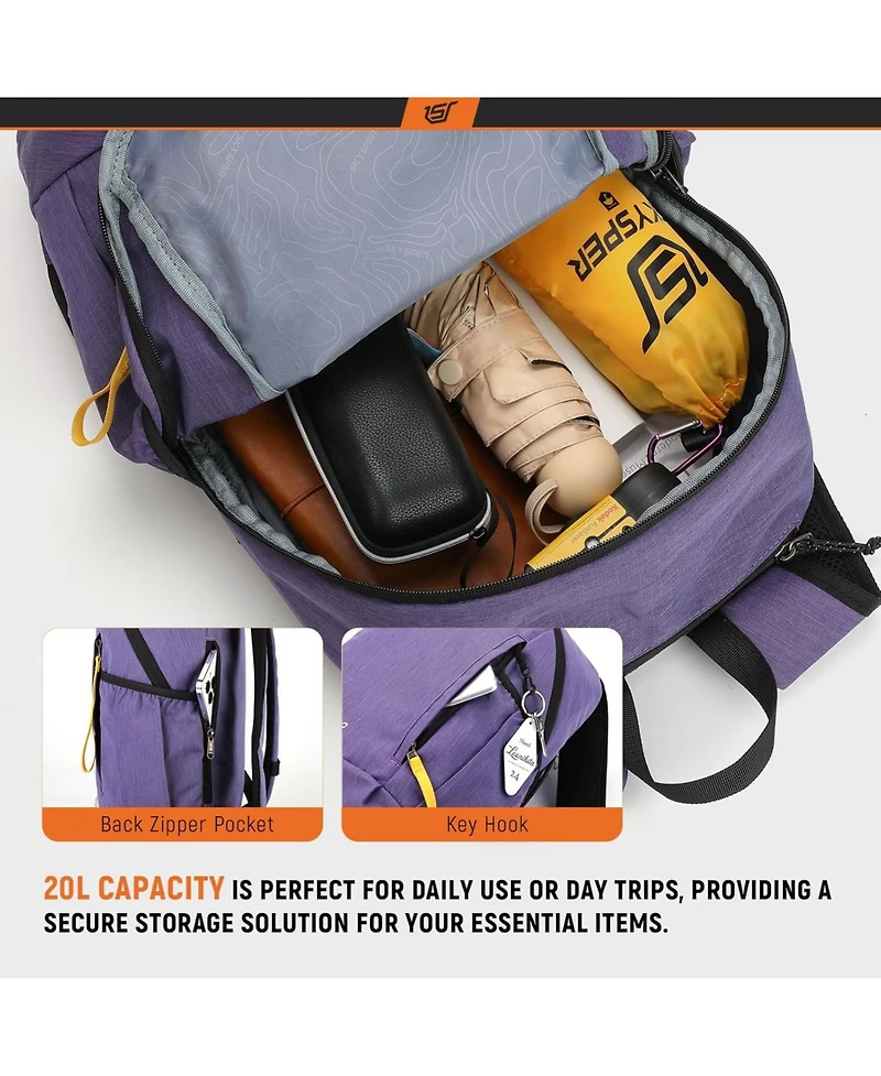 Wosofe Small Backpack 20L Hiking Backpack Lightweight Travel Daypack for Women Men(Purple)