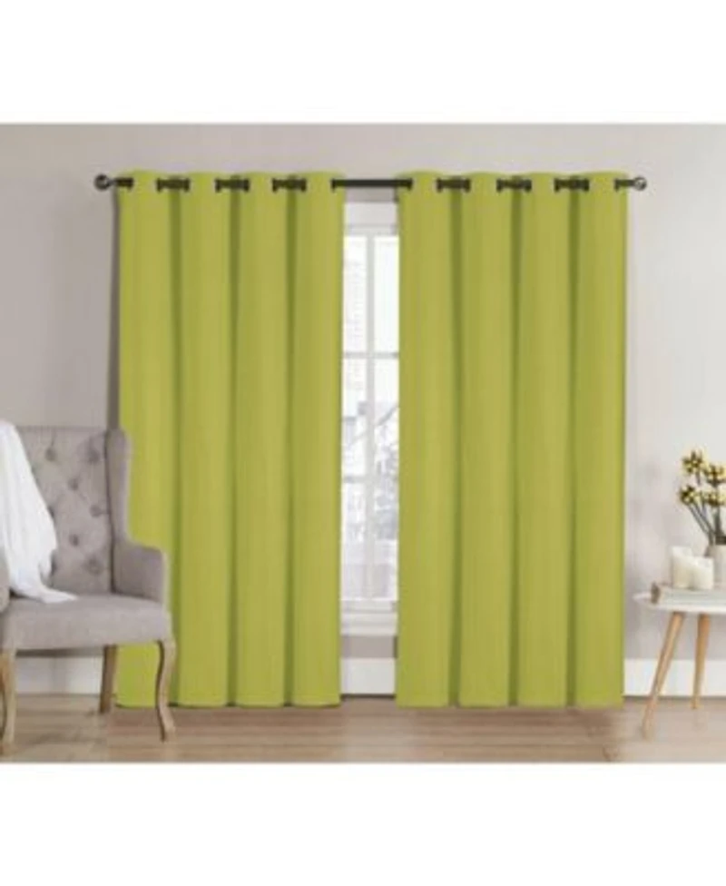 Goodgram 2 Pack Hotel Thermal Grommet 100 Blackout Curtains 52 In. W X 90 In. L Lime
