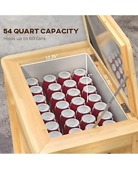 Outsunny Wooden Patio Cooler 54Qt. Outdoor Beverage Cooler, Natural