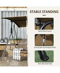 Outsunny 3-Seat Outdoor Patio Swing w/ Canopy & Cushion,
