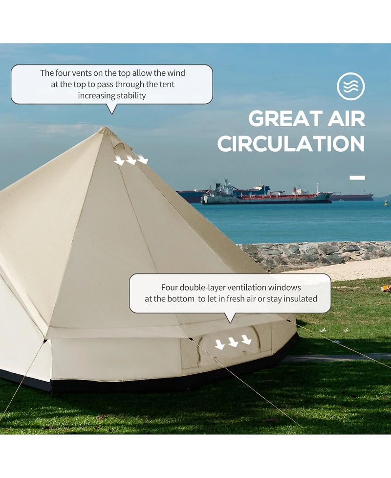 Outsunny 16 Large Portable 10 Man Hunting Fishing Camping Bell Tent