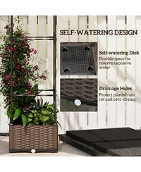 Outsunny 16" x 16" Garden Bed & Trellis Plant Sd w/ Self-Watering Disk