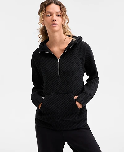 Id Ideology Women's Relaxed Quilted Half-Zip Hoodie, Macy's Exclusive