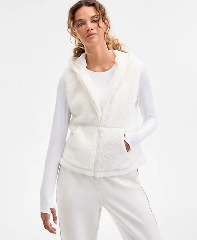 Id Ideology Women's Relaxed Hooded Sherpa Vest, Macy's Exclusive