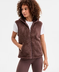 Id Ideology Women's Relaxed Hooded Sherpa Vest, Macy's Exclusive