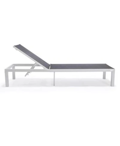 Leisuremod Marlin Patio Chaise Lounge Chair With White Aluminum Frame Set Of 2