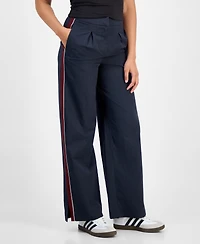 Bar Iii Women's Side-Stripe Pleated Wide-Leg Pants, Macy's Exclusive