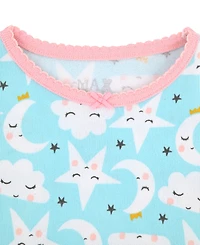 Max & Olivia Baby and Toddler Girls 2-Piece Moon Stars Pajama with Socks Set