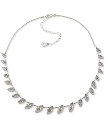 Anne Klein Silver-Tone Stationed Navette Stone Necklace
