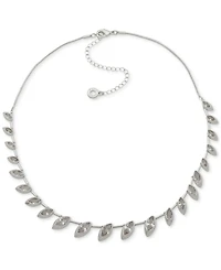 Anne Klein Silver-Tone Stationed Navette Stone Necklace