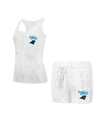 Concepts Sport Women's 2-Piece Carolina Panthers Quartz Hacci Knit Tank Top and Shorts Sleep Set