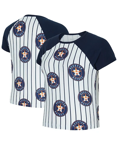 Concepts Sport Women's White Houston Astros Outbound Pinstripe Raglan Top