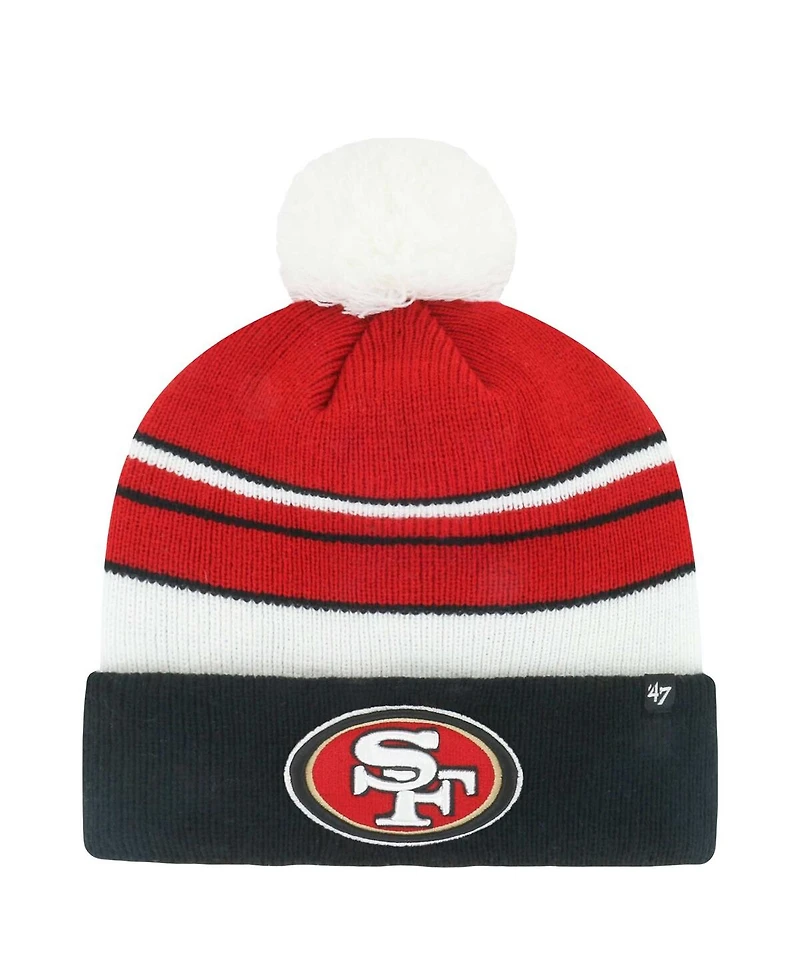 '47 Brand Big Boys and Girls Scarlet/Black San Francisco 49ers Peewee Cuffed Pom with Knit Hat