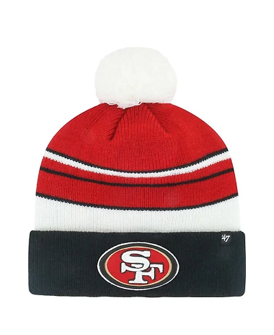 '47 Brand Big Boys and Girls Scarlet/Black San Francisco 49ers Peewee Cuffed Pom with Knit Hat