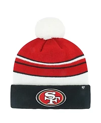 '47 Brand Big Boys and Girls Scarlet/Black San Francisco 49ers Peewee Cuffed Pom with Knit Hat