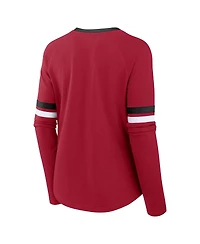 Fanatics Women's Scarlet San Francisco 49ers Plus Won Done Lace-Up V-Neck Long Sleeve T-Shirt
