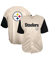 Fanatics Men's Cream Pittsburgh Steelers Full-Button Short Sleeve T-Shirt