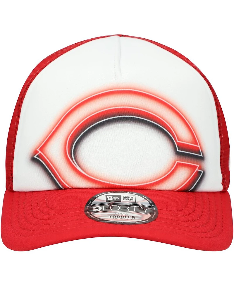 New Era Toddler White/Red Cincinnati Reds Painted A-Frame 9FORTY Trucker Adjustable Hat
