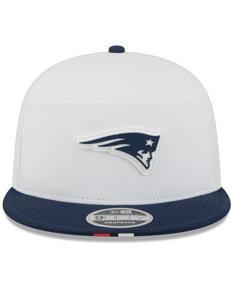 New Era Men's White/Navy New England Patriots 2025 Nfl Training Camp Split Panel 9FIFTY Snapback Hat