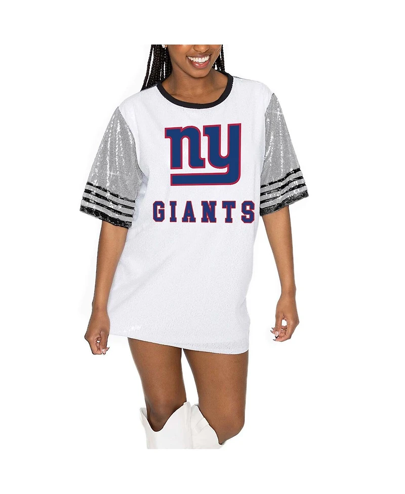 Gameday Couture Women's White/Gray New York Giants Bling It Full Sequin Jersey Dress