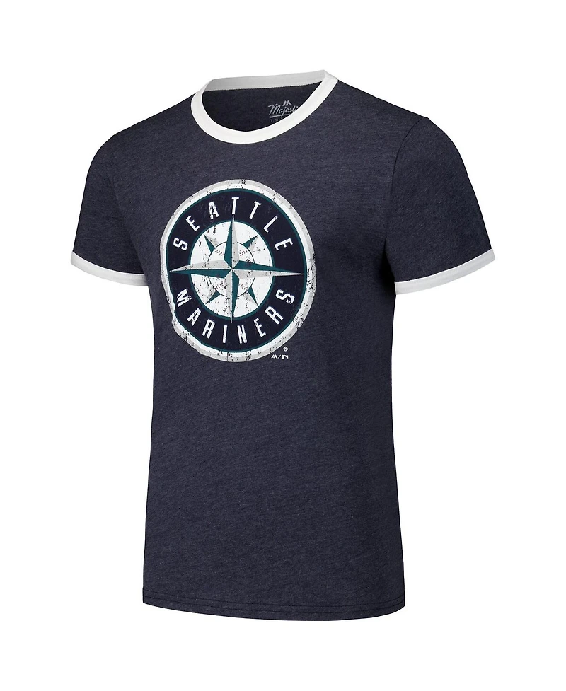 Majestic Men's Navy Seattle Mariners Ringer Tri-Blend T-Shirt