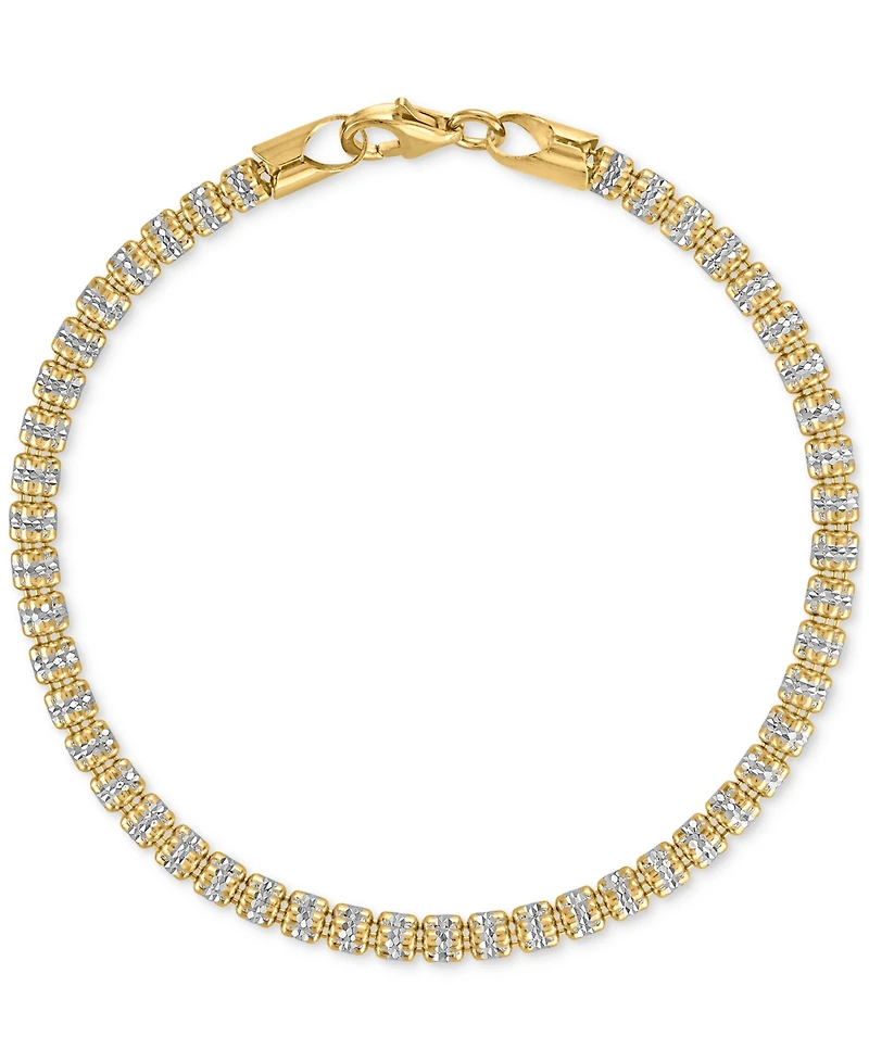 Men's Diamond-Cut Ice Chain Bracelet in 14k Gold Over Sterling Silver
