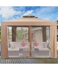 Gymax 10'x 10' Canopy Gazebo Tent Shelter Garden Lawn Patio W/Mosquito Netting