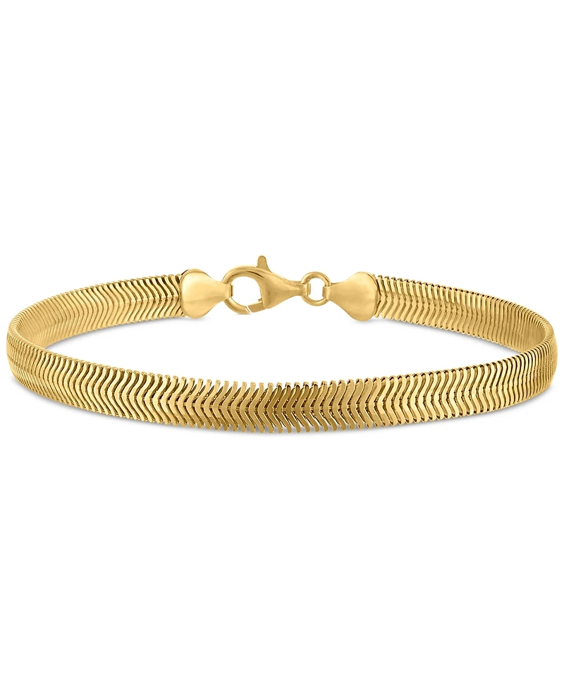 Men's Diamond-Cut Wide Snake Chain Bracelet in 14k Gold Over Sterling Silver