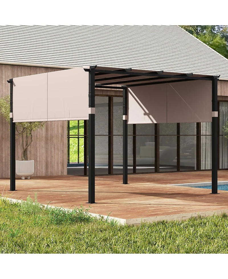 Gymax 10 x 10 ft Flat Top Pergola w/ Retractable Canopy Outdoor Grill Gazebo