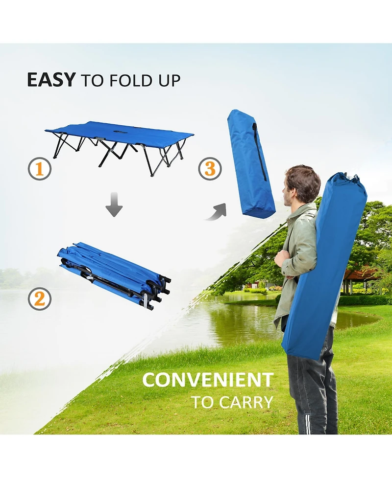 Outsunny 2 Person Folding Camping, Portable Sleeping Cot w/ Carry Bag