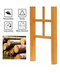Outsunny 7' Wood Steel Outdoor Garden Arched Trellis Arbor w/ Fir Wood,