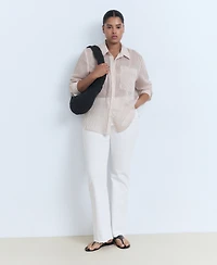 Mango Women's Semi-Transparent Striped Shirt