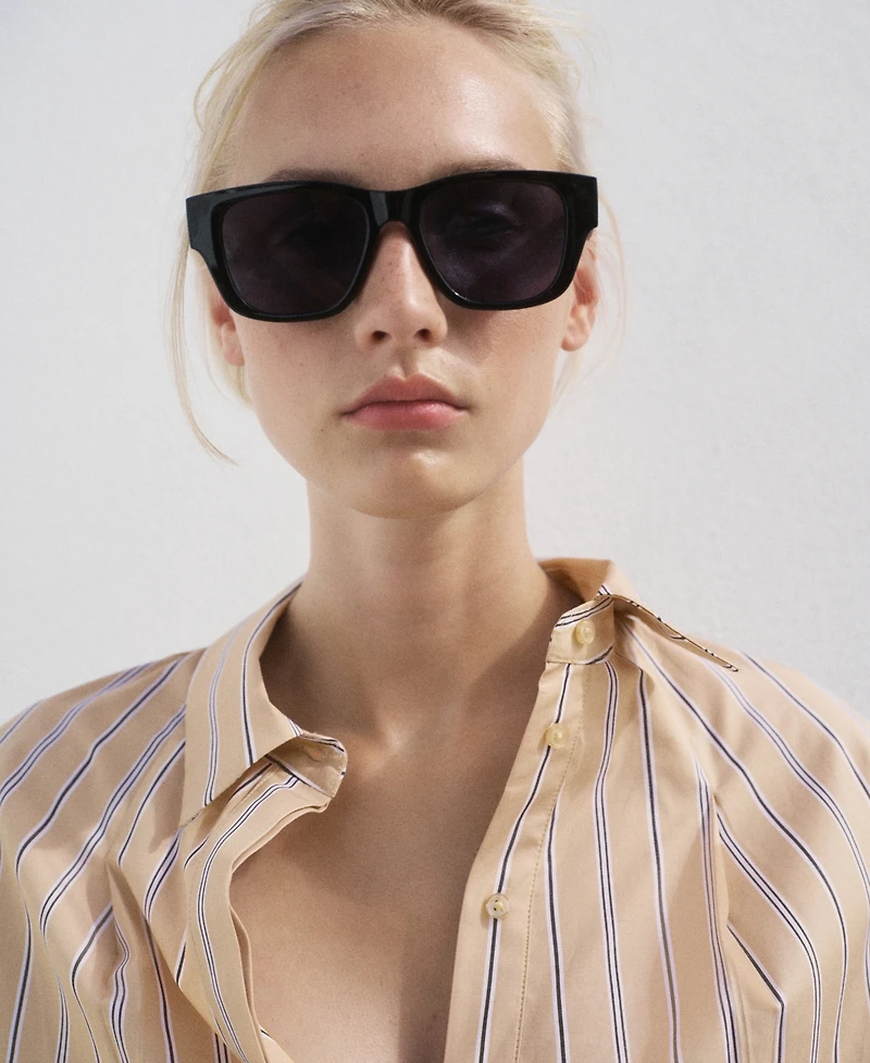 Mango Women's Short Sleeve Striped Shirt